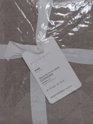 Pottery Barn бельгийский лен бриллиант выстеганная King Shams, комплект/2 темный лен новый с Ярлыками - Изображение 1 из 4