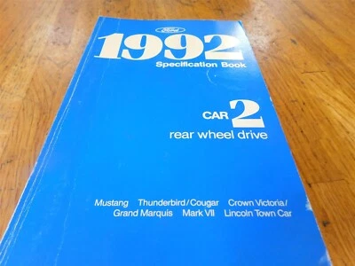 1992 FORD MUSTANG THUNDERBIRD LINCOLN TOWN CAR MARK VII SPEC SHOP MANUAL - Image 1 of 3
