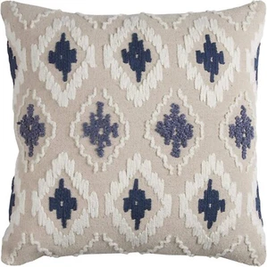 Rizzy Home Decorative Pillow,  Natural Ikat, Blue,White, 20 X 20 - Picture 1 of 11