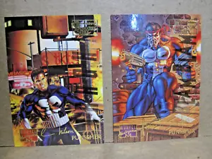 QTY2=1995=FLEER=MARVEL MASTERPIECES=(BOTH PUNISHER)=GOLD FOIL SIGNATURE SERIES. - Picture 1 of 4