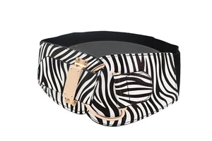 Women Black White Zebra Safari Print Elastic Wide Belt Gold Hook Buckle XL XXL - Picture 1 of 12