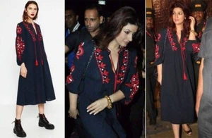 Brach Brach | Navy w red embroidery dress | Balloon long sleeve | S:L - Picture 1 of 8
