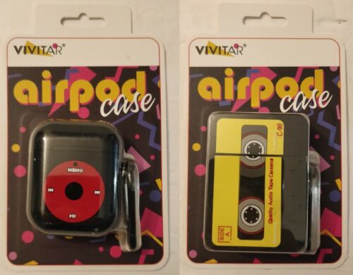 2 Vivitar AirPod Cases With Clip COOL RETRO Cassette & iPod Designs Ships FAST