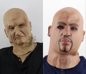 Halloween Masquerade Latex Fancy Man Male Head Mask Creepy Party Cosplay Costume - Picture 1 of 17