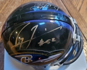 Multi Autographed Ravens Ray Lewis Stover Heap McAlister Taylor Mini Helmet JSA - Picture 1 of 7