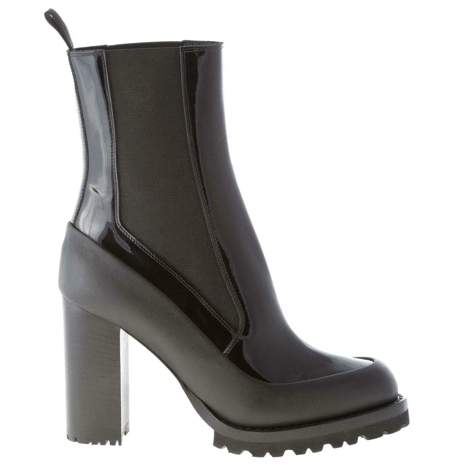 PREMIATA Mujer Zapatos Giungla Negro Charol Pull-on Bota con Goma Foto 1 de 4