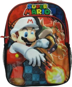 Zaino Nintendo Super Mario Bros Fireball 16" grande borsa libro scuola bambini - Foto 1 di 8