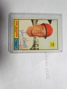 1961 Topps Jim Woods Signed Baseball Card JSA Auction Cert