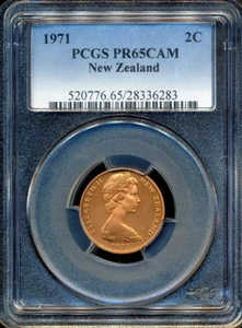New Zealand 1971 Two Cents 2c (Kowhai flowers) - PCGS PR65CAM - Picture 1 of 3