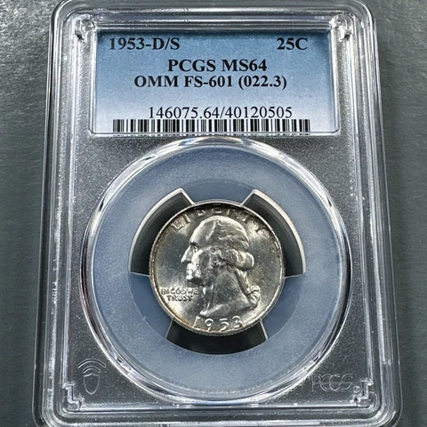 1953-D/S 25C Washington Quarter, PCGS MS64, OMM FS-601 (022.3) (74680) Cover