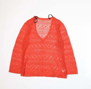 Dorothy Perkins Womens Orange V-Neck Acrylic Blend Jumper Size 18 - Picture 1 of 12