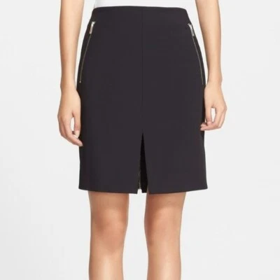 Rag & Bone Black Bureau Zipper Front Slit Pencil Suiting Mini Skirt 6 - Image 1 of 4