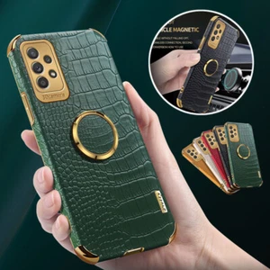 Case For Samsung A16 A53 A54 A52 A55 5G A05S Crocodile Leather Ring Holder Cover - Picture 1 of 17