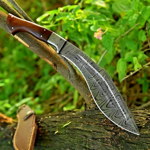 Full Tang Damascus Fixed Blade Gurkha Kukri Service Knife Tactical Outdoor - Picture 1 of 4