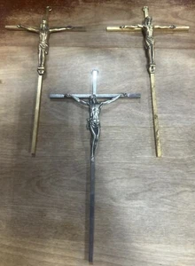 3 METAL WALL CRUCIFIX Holy Cross of Jesus Christ Catholic INRI 10" - Picture 1 of 6