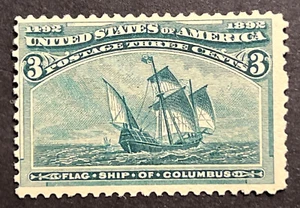 TRAVELSTAMPS: 1893 US Stamps Scott #232 Flagship, 3 cents mint og mnh COLUMBIANS - Picture 1 of 5
