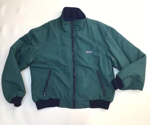 Vintage Eddie Bauer Fleece gefütterte Bomberjacke durchgehender Reißverschluss grün Herren XL hergestellt in den USA - Bild 1 von 12