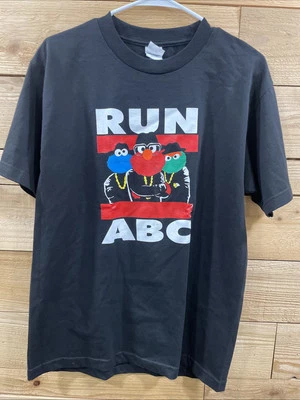 Sesame Street T Shirt Men’s Medium Black ABC Run Elmo Cookie Monster  - Image 1 of 4