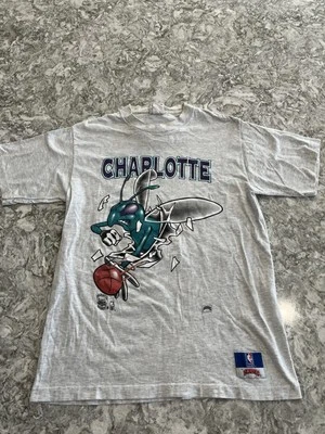 Camiseta vintage años 90 Charlotte Hornets Mascota Breakthrough Nuez moscada Foto 1 de 4