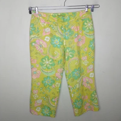 Sigrid Olsen Floral Linen Cropped Pants 14 Petite Women's High Waist NWT - Image 1 of 4