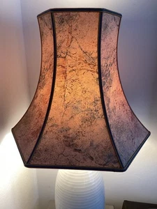 Vintage Large Hexagonal Fabric Bell Table Lampshade Light Lighting VGC 33x41cm - Picture 1 of 8