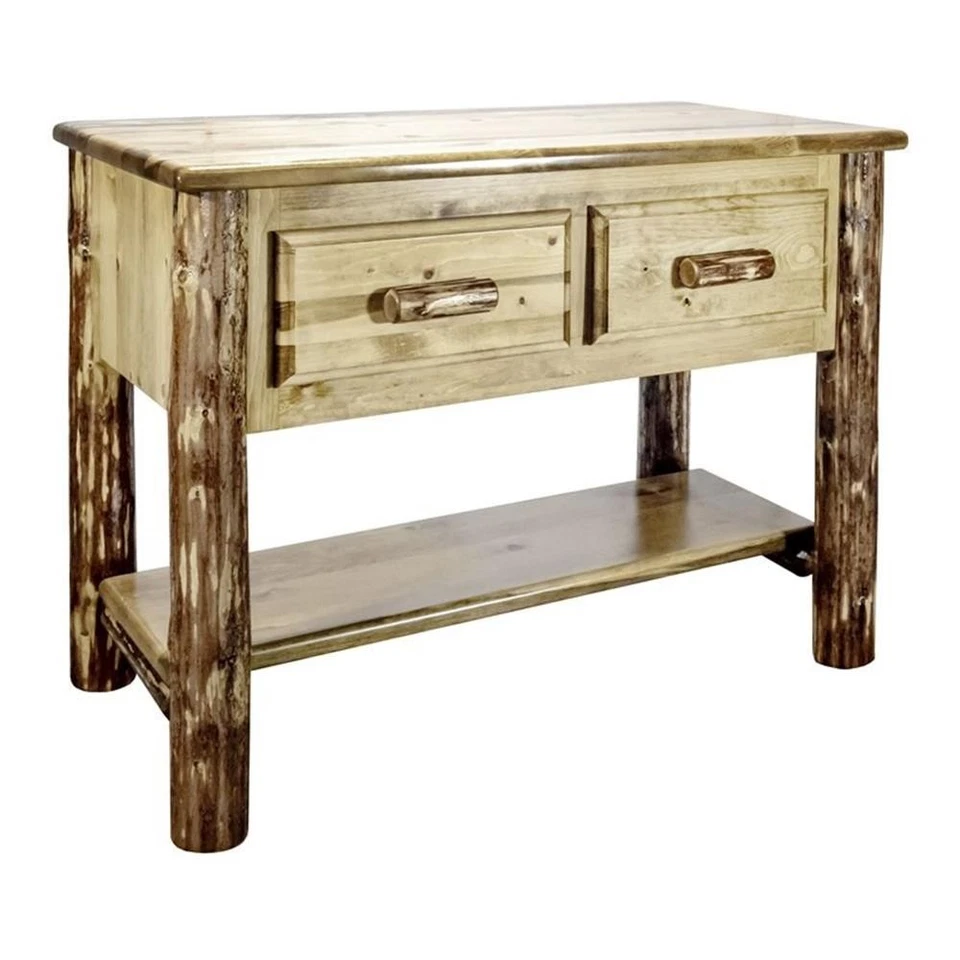 Montana Woodworks Glacier Country Wood Console Table with 2 Drawers in Brown - Image 1 of 4