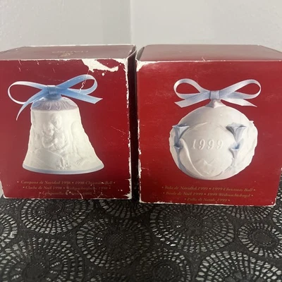 Lote de 2 Lladro 1998 1999 Enfeite de Natal Anual Sino com Caixas Antigo - Imagem 1 de 4