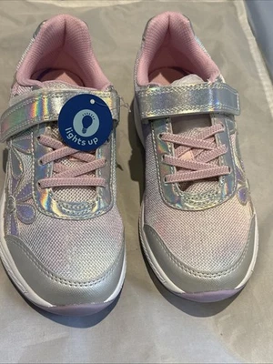 Stride Rite Nuevo En Caja Rosa Brillo Rosa Iluminado Arco Iris Niña Talla 10M Foto 1 de 4