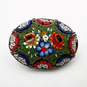 VINTAGE / ANTIQUE ITALIAN MICRO MOSAIC BROOCH - Picture 1 of 3