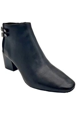 Bota Donald Pliner Feminina Couro Alek Nappa Salto Tornozelo Preta - Imagem 1 de 3