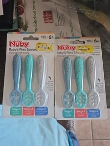 Nuby Baby's First Spoons 3 Stages - Encourages Self-Feeding 6+ Months SET NEW - Picture 1 of 1