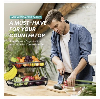 2 Tier Black Wire Baskets - Image 1 of 4