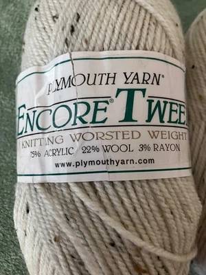 Plymouth Yarn Acrylic, Wool & Rayon Blend Oatmeal Tweed w/Flecks (3 Skeins) NEW - Image 1 of 2