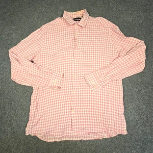 Saks Fifth Avenue Shirt Mens 2XLARGE Pink Long Sleeve Button Up Linen Size 2XL - Picture 1 of 10