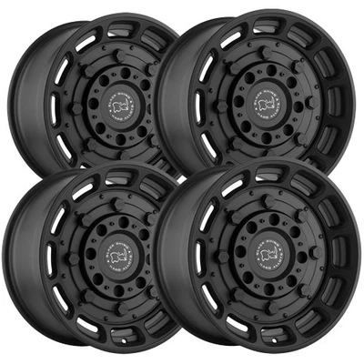 (Set-4) Black Rhino Warthog 17x8.5 6x4.5" +0mm Matte Black Wheels Rims 17" Inch - Image 1 of 4