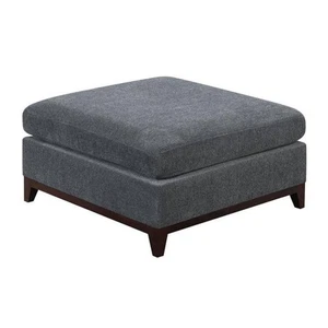 Benjara Gray Fabric Square Accent Medium Ottoman - Picture 1 of 6