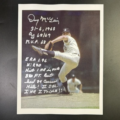 Detroit Tigers DENNY MCLAIN 1968 CY + INSCRIBED AUTOGRAPHED Photo - See DESC - Image 1 of 4