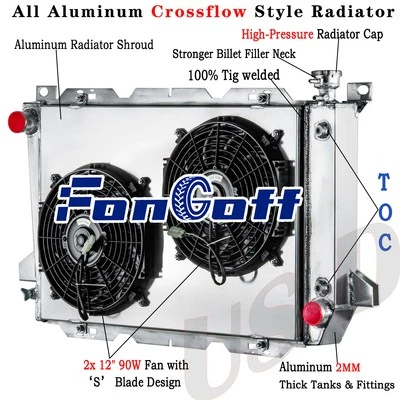 4 Row Radiator Shroud Fan For 1985-1996 1989 Ford F150 F250 F350 Bronco - Изображение 1 из 4