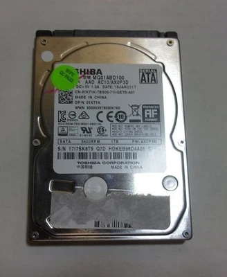 Toshiba MQ01ABD100 01KT1K Hard Drive 1TB 2.5" SATA - Image 1 of 4