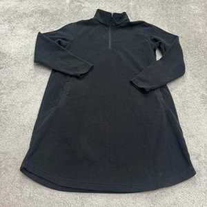 Lands' End Fleece Cozy Lofty 1/4 Zip Sweater Jacket Dress Womens Large Black - Picture 1 of 16