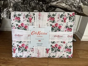 2pc Cath Kidston London Cotton STRAWBERRY ~ PINK Cottage Quilt & Sham Set TWIN - Picture 1 of 2