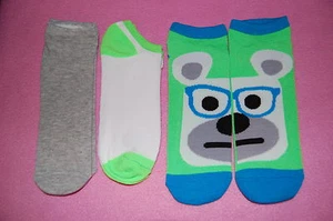3 Pair GIRLS DESIGN SOCKS Fits Shoe Size 4-10 NERD DOG Glasses Gray Aqua Green * - Picture 1 of 1