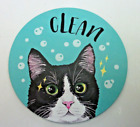 Dishwasher Magnet Clean Dirty Sign Tuxedo Cat Design Reversible