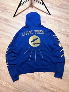 True Religion Love Free Full Zip Graphic Hoodie Blue Men's Size XL MADE IN USA - Picture 1 of 11