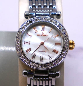 Peugeot 36mm Crystals Mother Of Pearl Dial Two Tone Women's Watch 7045 - Picture 1 of 9