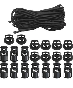 20 Pezzi Serrature per Cordino in Plastica con 1/8 Pollice 50ft Cordino Elastico Pesante Tondo... - Foto 1 di 11