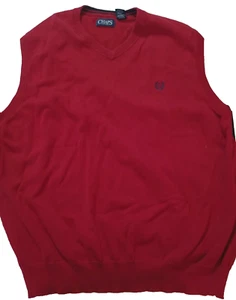 Chaps Red 100% Cotton Golf Sweater Pullover Sleeveless Vest Logo Mens Size 2XL - Picture 1 of 3