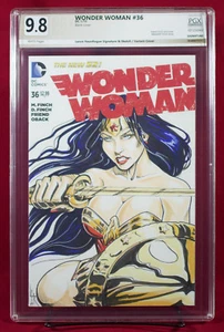 WONDER WOMAN #36 PGX 9.8 NM/MT Original Sketch Cover by LANCE HAUNROGUE !!! - Picture 1 of 4