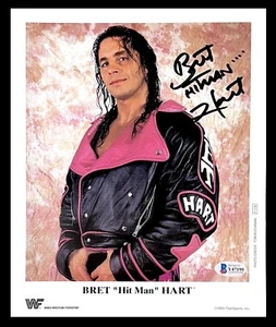 WWE BRET HART P-178 SIGNED 8X10 AUTOGRAPHED ORIGINAL PROMO PHOTO BAS COA RARE - Picture 1 of 2