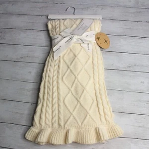 Baby Crib Blanket 40" x 30" Cotton Knitted Cable Knit - Picture 1 of 10